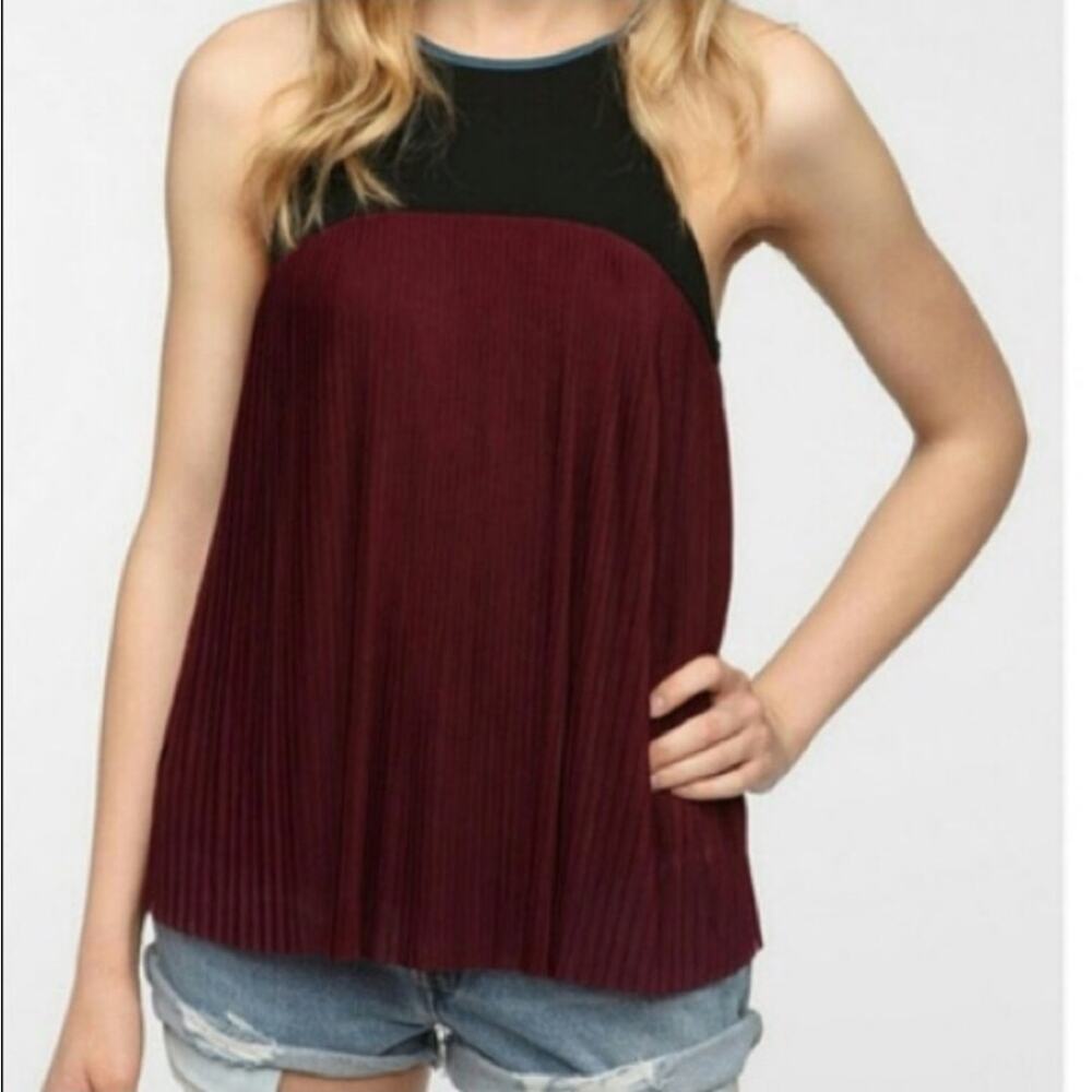 Urban Outfitters Cooperative Chiffon Pleated Multicolor Tank Top Size Small